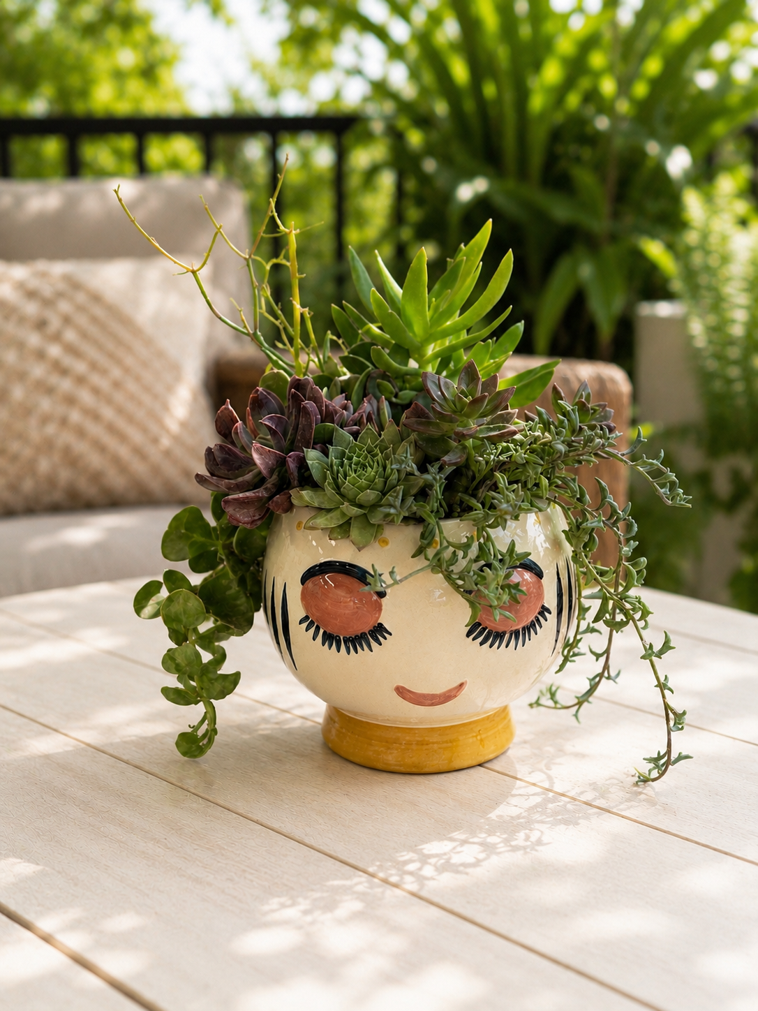Mixed Succulent Bouquet in Whimsical Face Planter