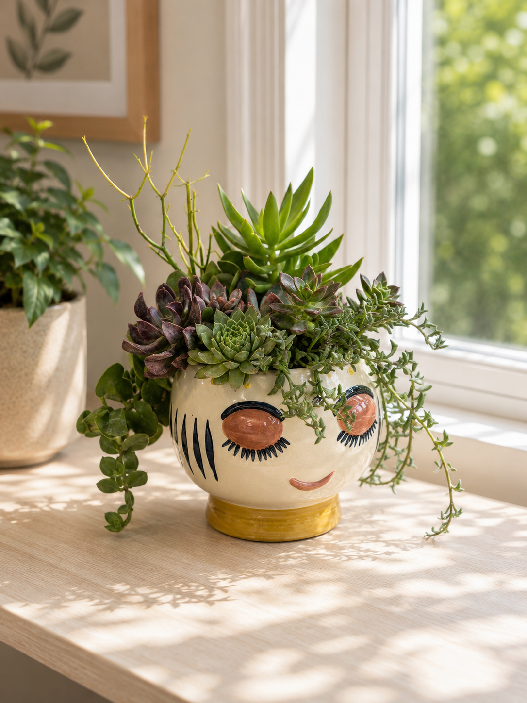 Mixed Succulent Bouquet in Whimsical Face Planter