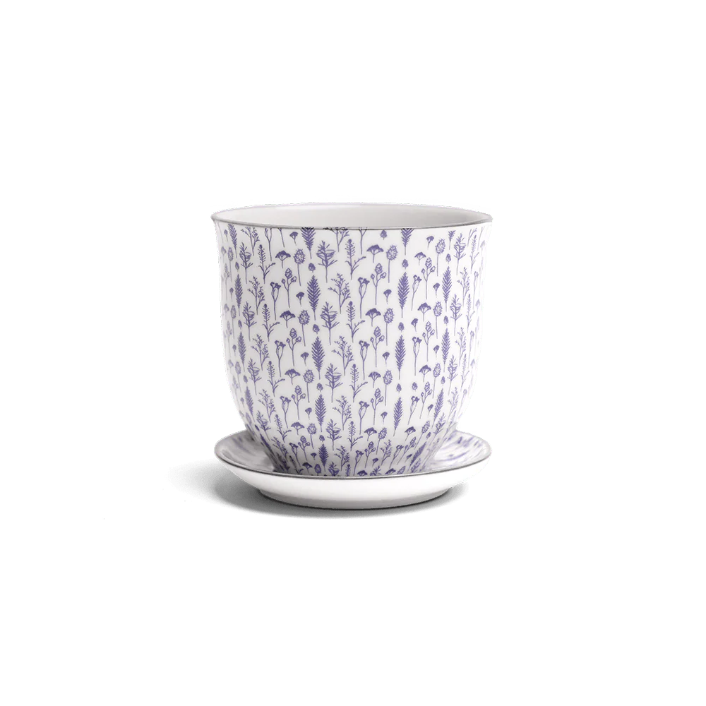 Liberte Porcelain Pot and Saucer Set with drainage
