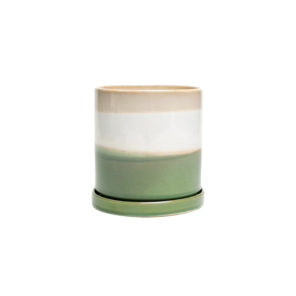 Ceramic pot and saucer set with drainage