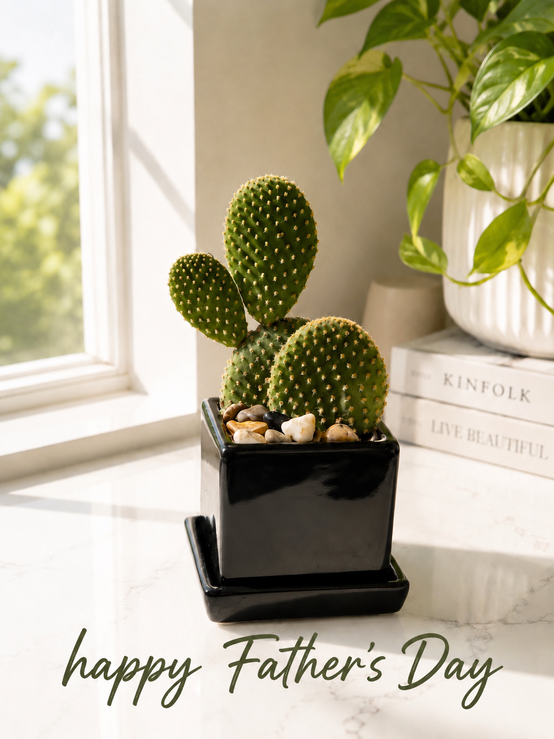 Bunny Ears Cactus in Black Cube Planter
