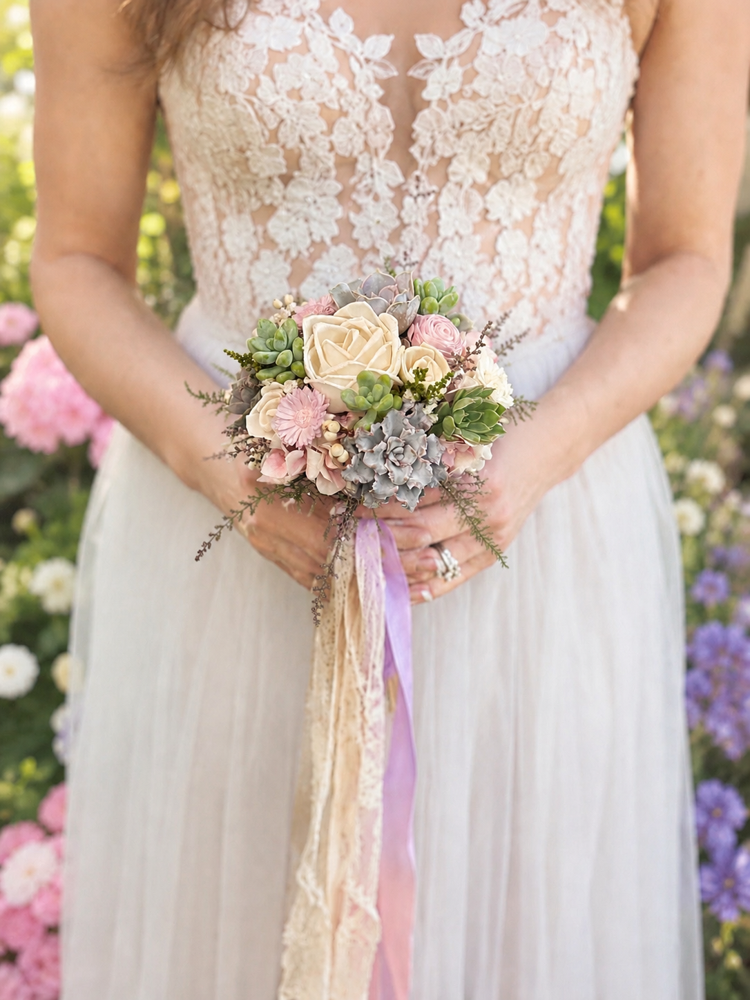 Succulent &amp; Sola Wedding Bouquet
