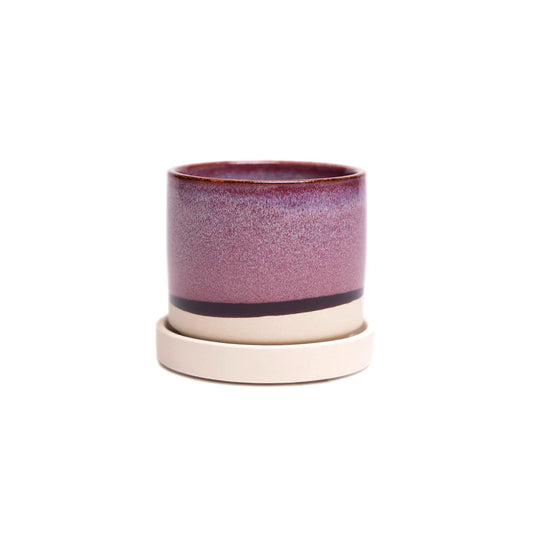Ceramic pot and saucer set with drainage