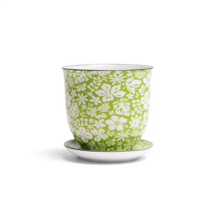 Liberte Porcelain Pot and Saucer Set with drainage