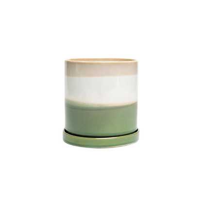 Ceramic pot and saucer set with drainage